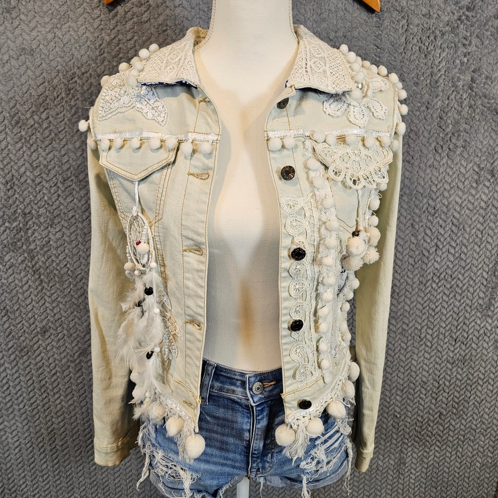 Antica Sartoria Giacomo Cinque Embellished Denim Jacket Small Unique